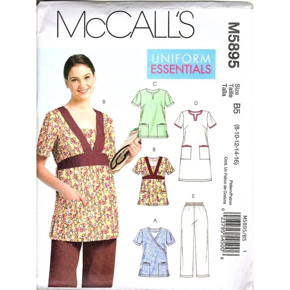 McCall's M5895 Misses 8 to 16 Scrubs Dress, Tops and Pants Uncut Sewing Pattern